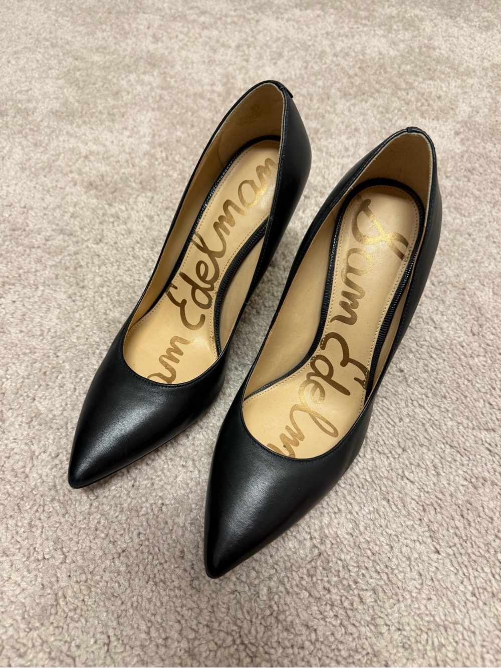 Sam Edelman Black Pointed Leather Heels
